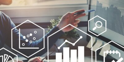 business analytics intelligence concept financial charts to analyze