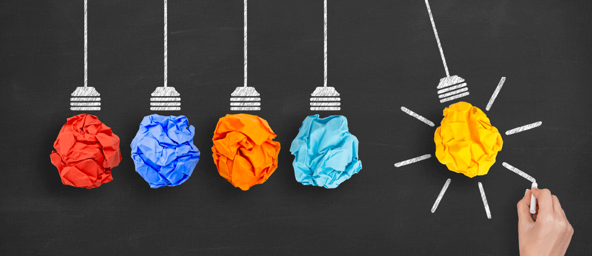 Crumbled paper in the shape of lightbulbs