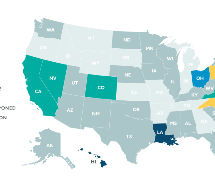 Map of US states, current state of data privacy regulations