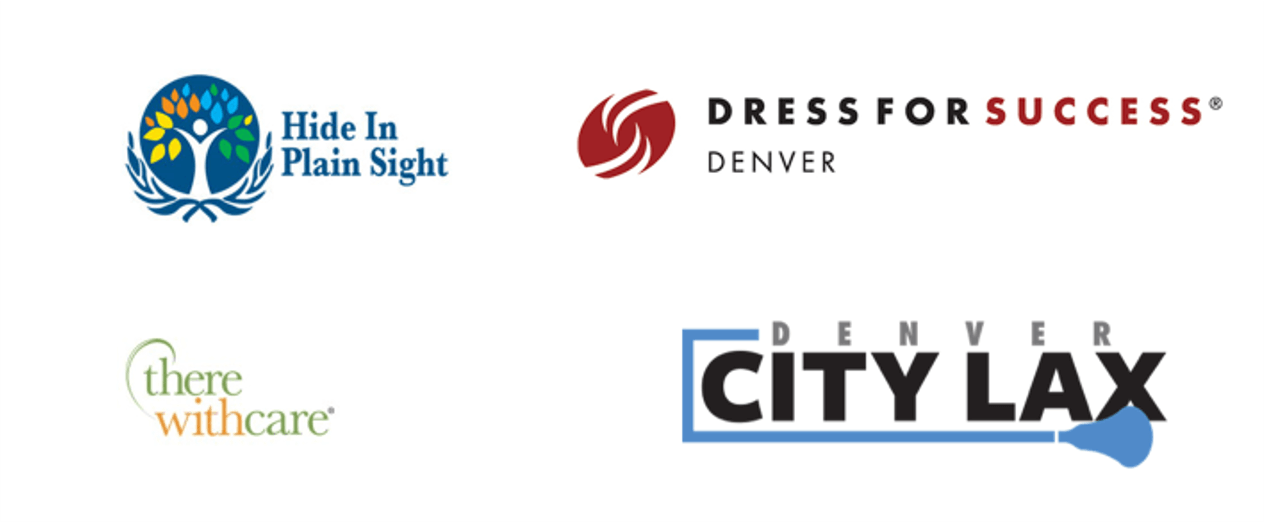 An image with logos from Hide in plain sight, dress for success, there with care and denver citylax