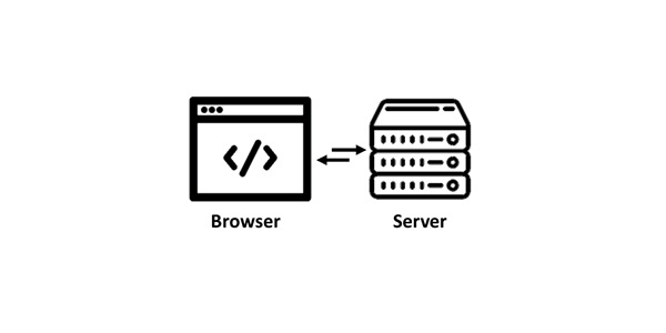 Icon of a browser sending and receiving data from a server