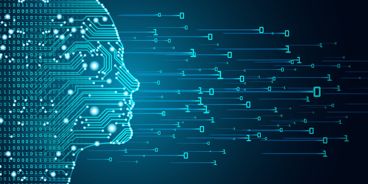 Data and a silhouette of a head