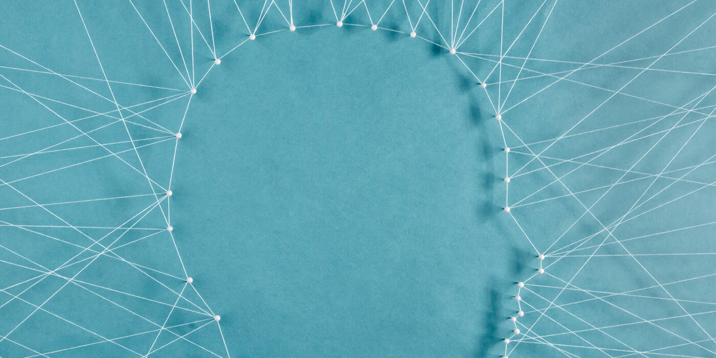 String forming a silhouette of a head