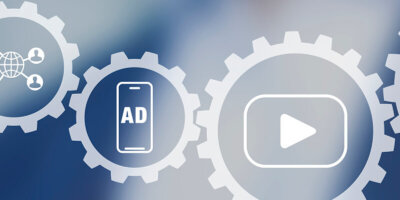 header image of interconnected gears with icons detailing the various digital marketing channels such as 