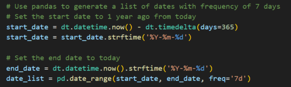 Coaching Data code example - creating a timeline