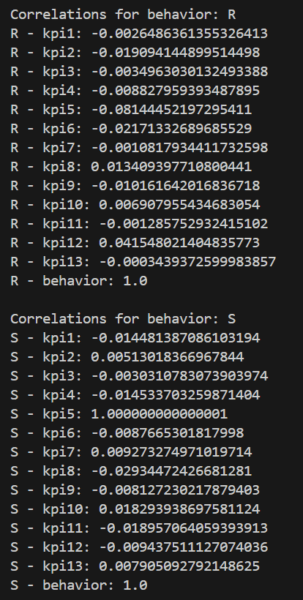 Coaching Data code example - the output of the results