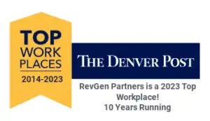 top places to work 2014-2023: The Denver Post. RevGen Partners is a 2023 Top Workspace! 10 years running.